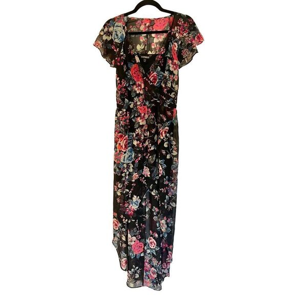 Express floral high low faux wrap dress size sml - Picture 1 of 9
